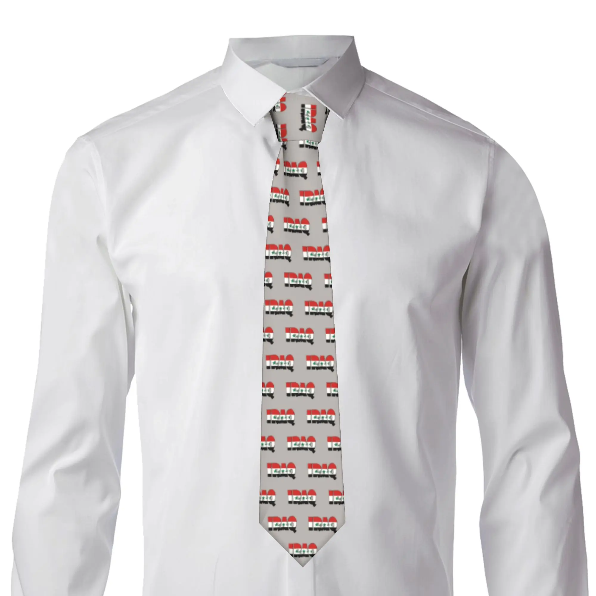 Iraq Font With Iraqi Flag Funny Print Ties for Men Formal Iraqi Turkey Israel Silk Wedding Necktie