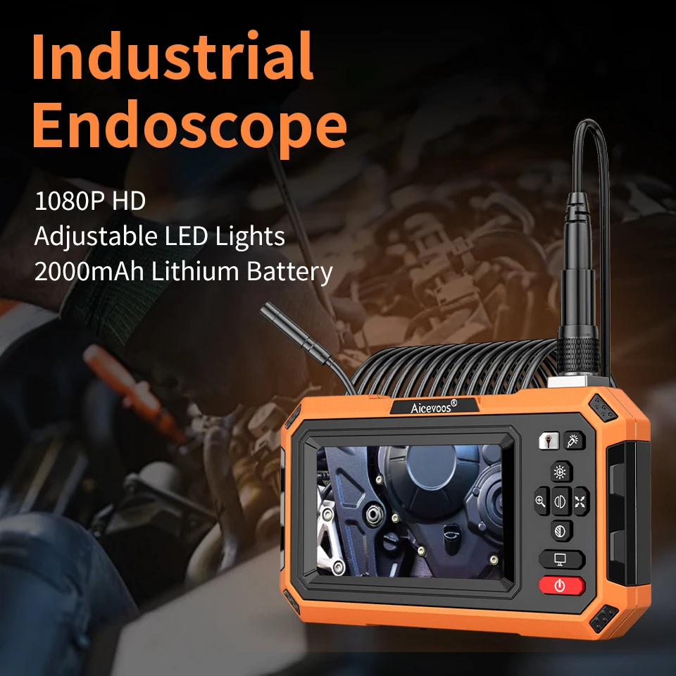 Aicevoos Handheld Industrial Endoscope,360° Two-Way Articulating,HD 1080P,Inspection Camera,LED Light,Borescope,4.3