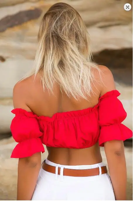 섹시한 오프숄더 러플 티셔츠 여성 스트리트 스타일 캐주얼 민소매 탑 기타 소재 25-29세 적합