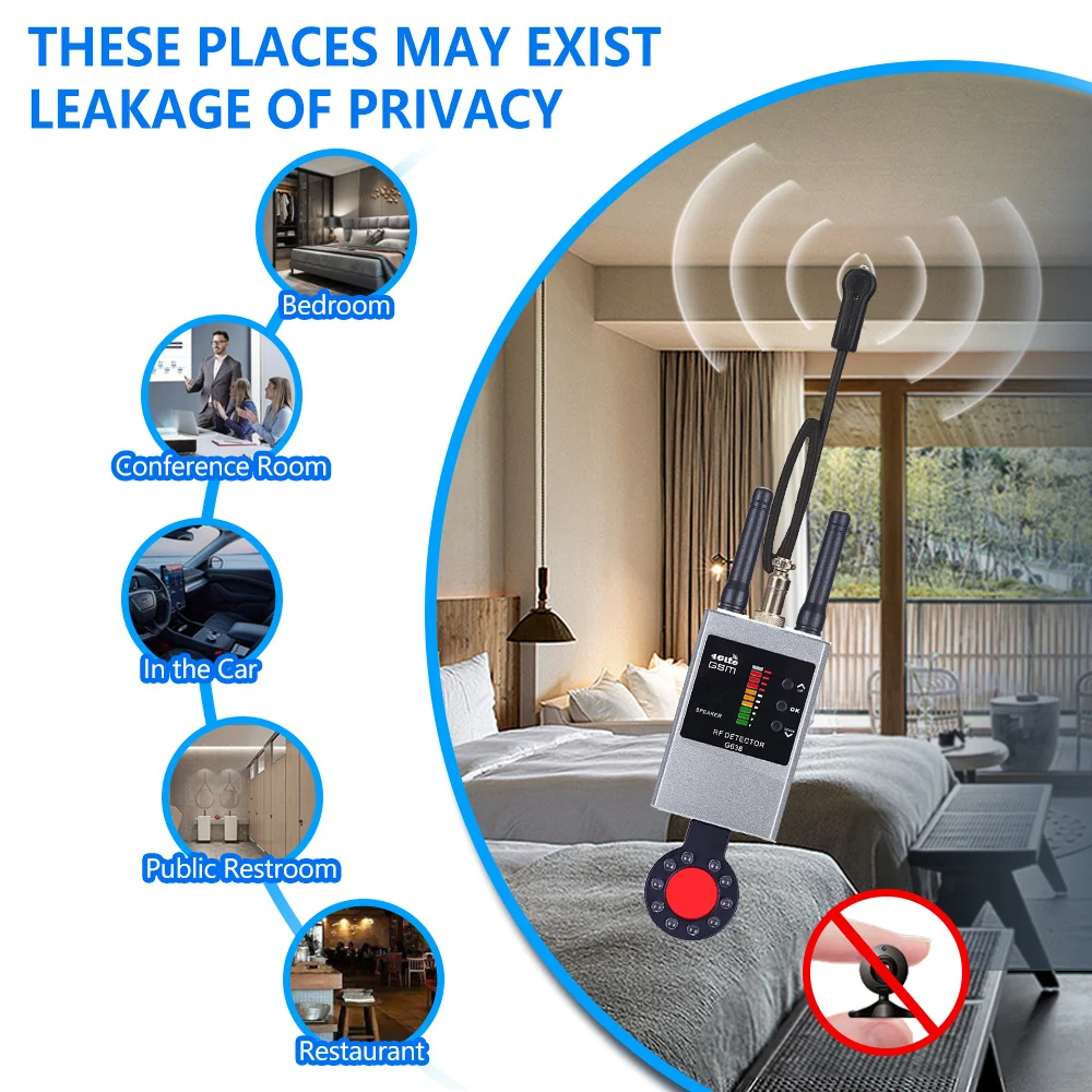 Professional Wireless RF Signal Detector Bug GSM Audio Device GPS Locator Tracker Hidden Camera Finder Detect Automatic Scanner