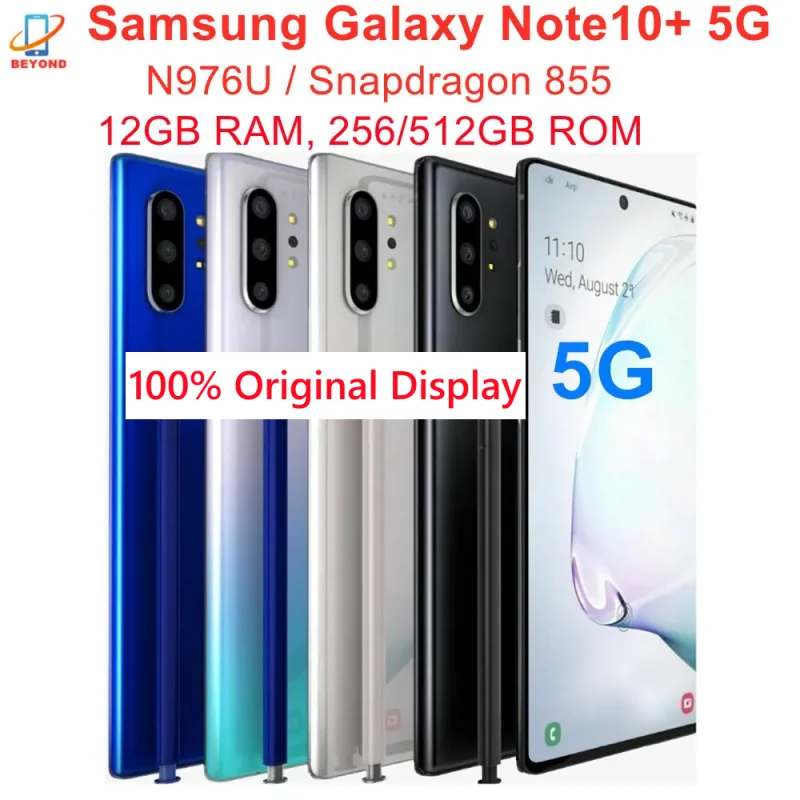 Samsung Galaxy Note10+ Note10 Plus 5G N976U 256/512GB ROM 12GB RAM Octa Core 6.8