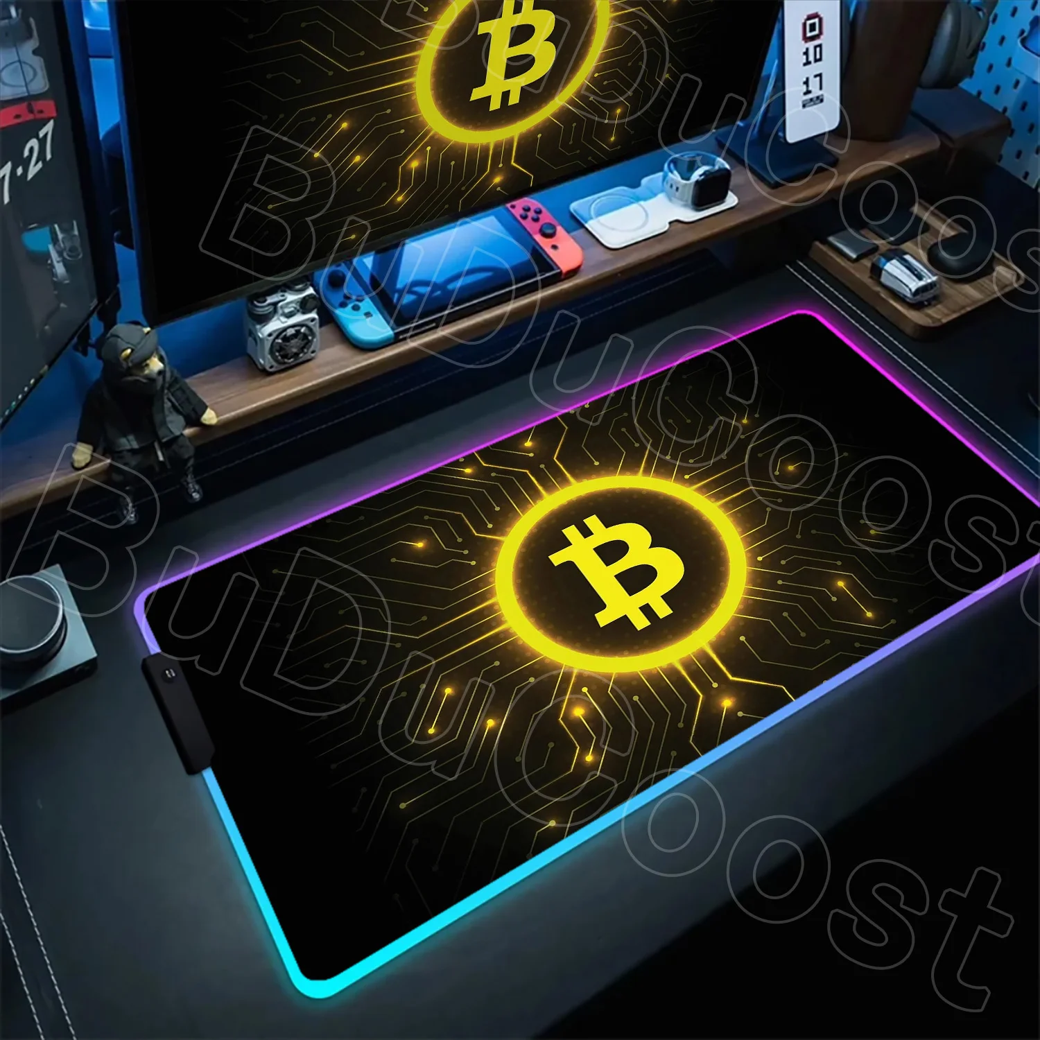 Non-slip Rubber RGB Bitcoin Mouse Pad Large Carpet Backlit Table Mat Mousepad HD Gaming Laptops Accessories Computer Cabinet Mat
