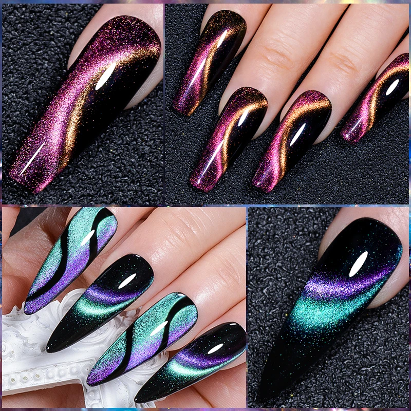 MEET ACROSS 7ml 9D Cat Magnetic Gel Nail Polish Glitter Magnetic Semi Permanent UV LED Nail Art Varnishes Need Base Top Coat