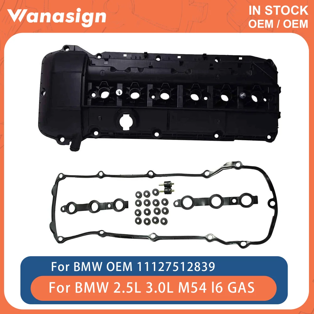 

Engine Valve Cover With Gasket Kit Fit 2.5 3.0 L For BMW 325i 530i 525i X3 X5 Z4 M54 M54B25 M54B30 2.5L 3.0L l6 GAS 11127512839