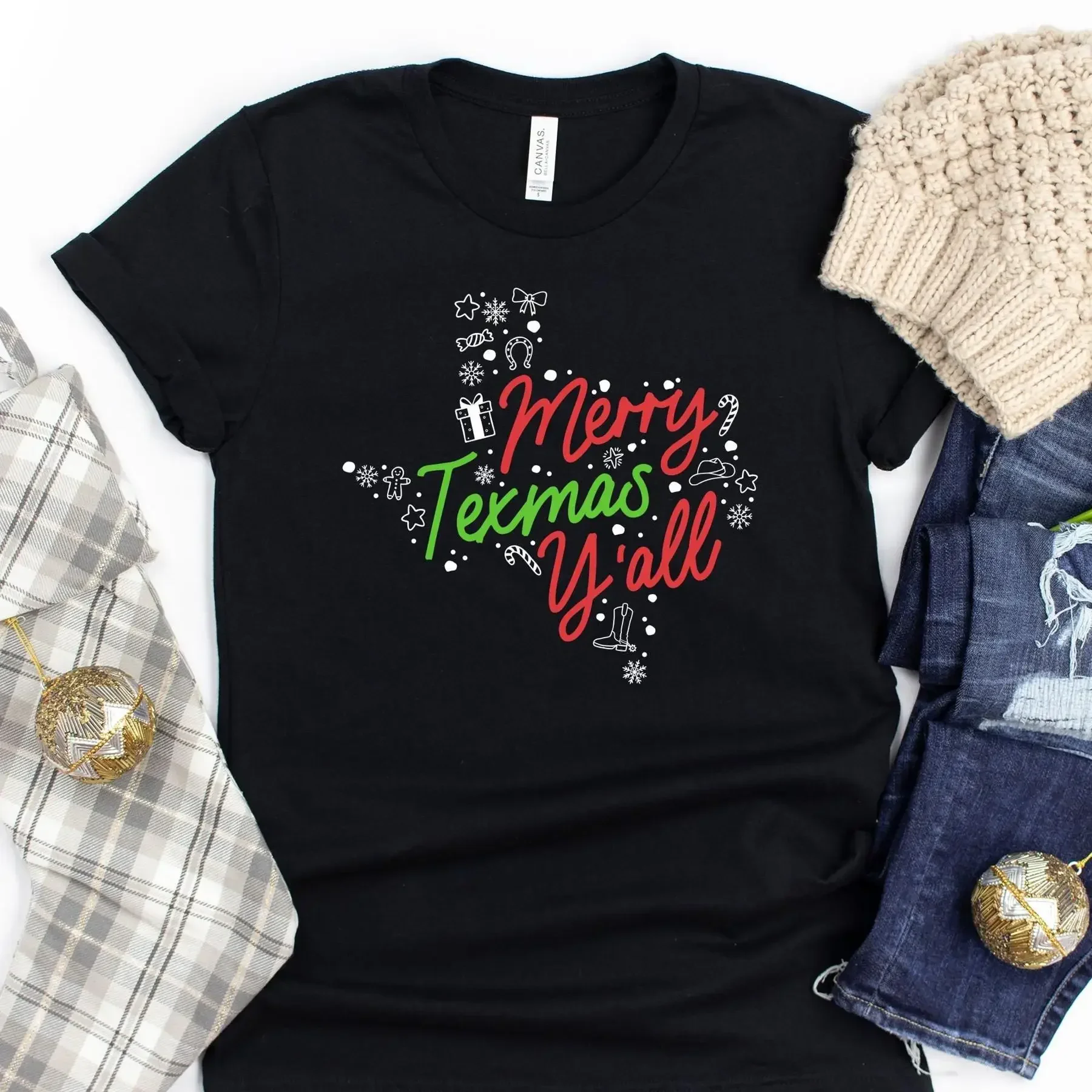 Merry Texmas Y all T Shirt Texas Christmas Yall Party Home State In