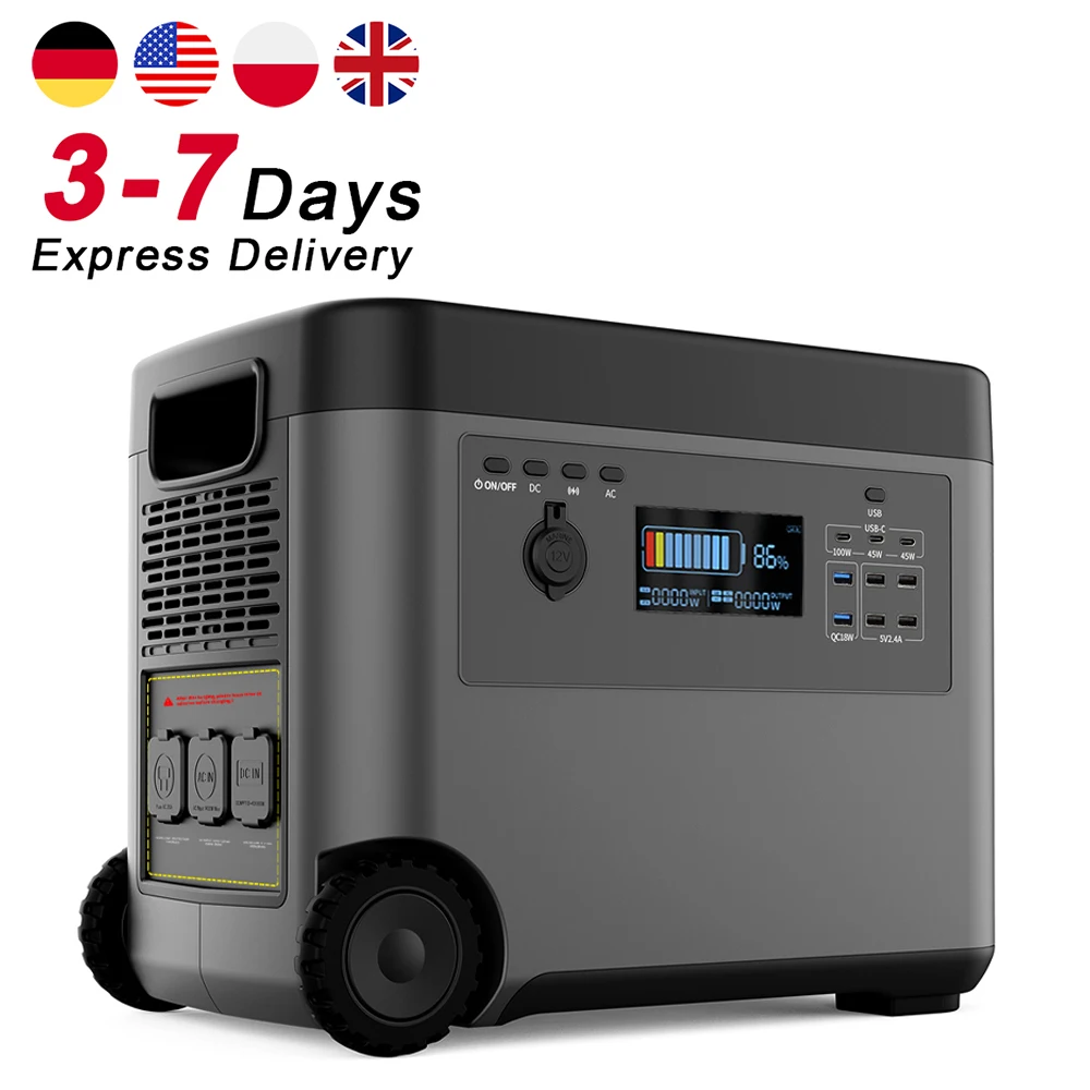 

Germany Stock Solar Wireless Charging Outdoor Camping Generator Backup All in One 2500w 3000w 5000w Portable Power Station