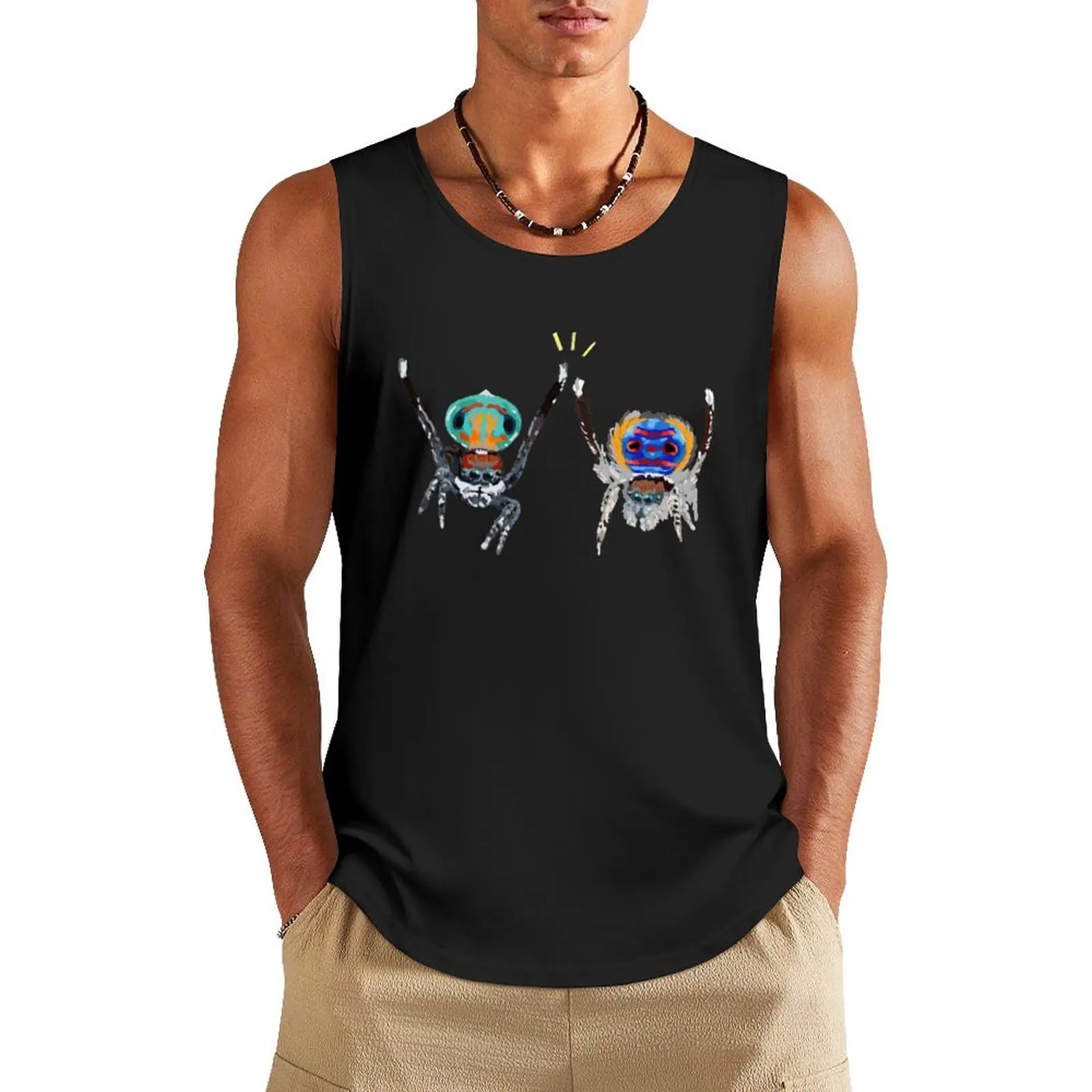 Colourful cute peacock jumping spiders Tank Top basketball clothing t-shirt Men's basketball