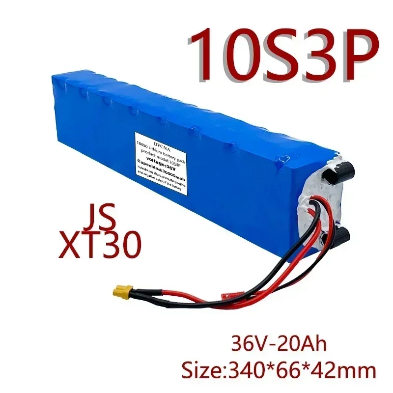 36V 30Ah 18650 Rechargeable Lithium Battery Pack 10S3P 500W High Power for Modified Bikes Scooter Electric Vehicle,With BMS XT30