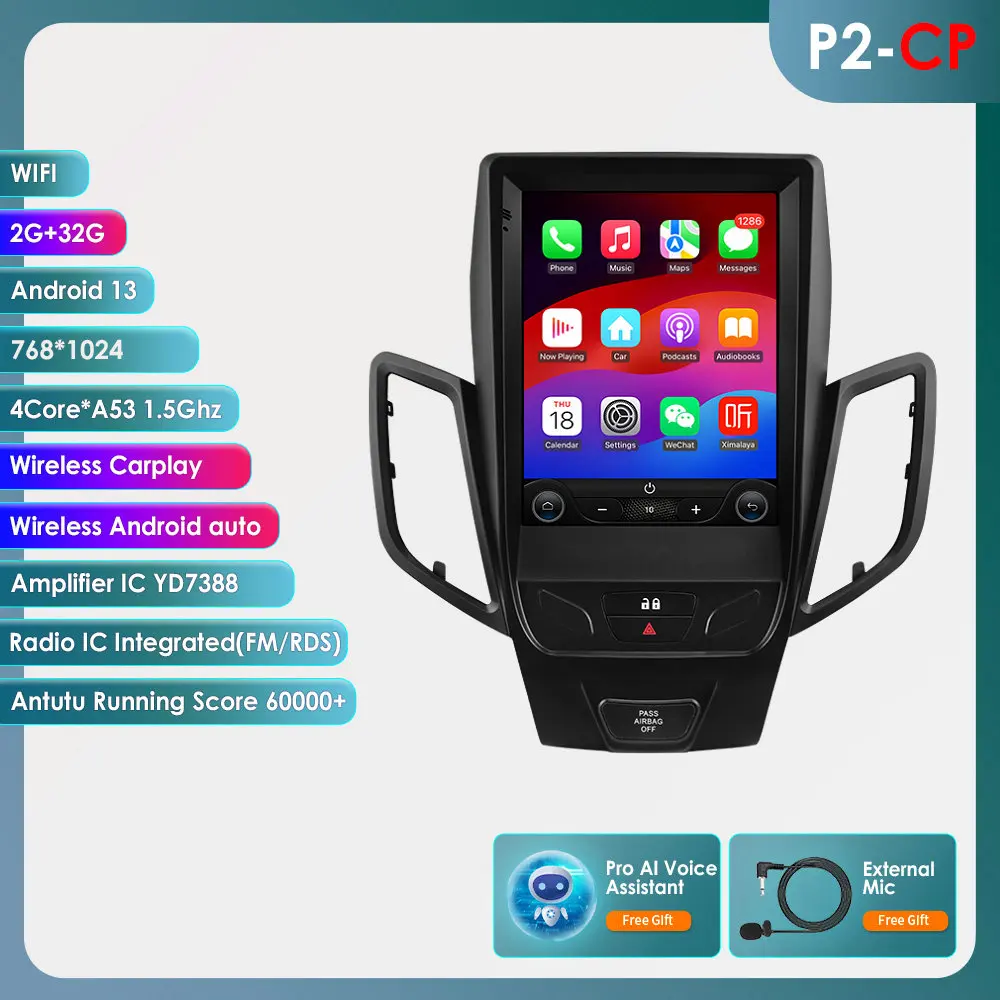 Hizpo 8Core DSP Auto Multimedia Speler voor Ford Fiesta MK7 2009-2016 Carplay 4G Autoradio RDS GPS WiFi AI Intelligente Systemen