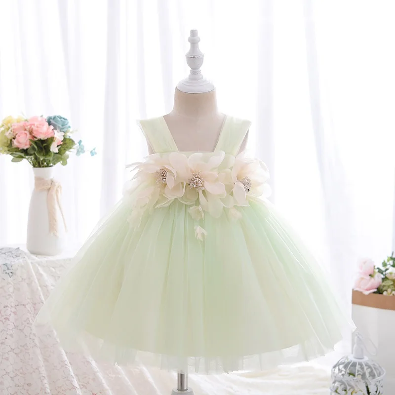 Baby Girl Princess Tulle Strap Tutu Dress Flower Infant Toddler Child Summer Vestido Party Birthday Pageant Baby Clothes 1-12Y