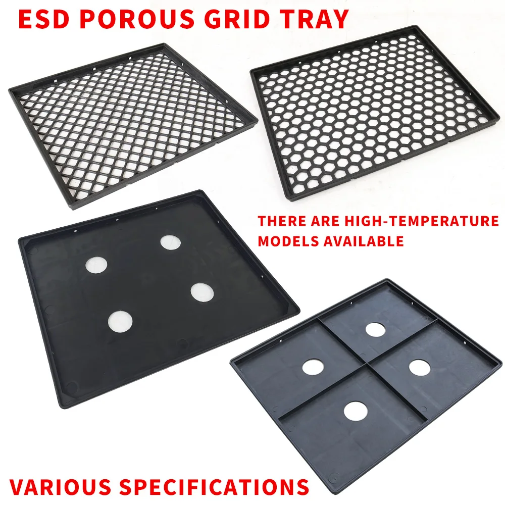 black ESD  Porous grid Tray various specifications Grid Hollow Degree Centigrade Black ESD Conductive Tray For PCB Storage