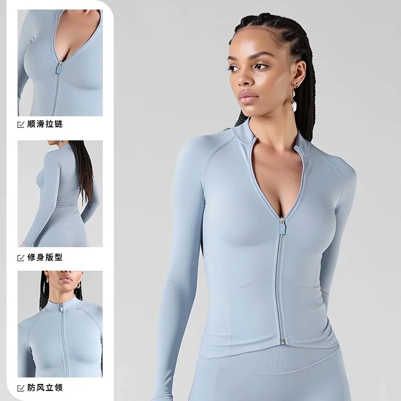 Women's Slim Fit Yoga Jacket Quick Dry Zip up Long Sleeve Fitness Gym Shirt for Running Sports Cycling - Workout Top