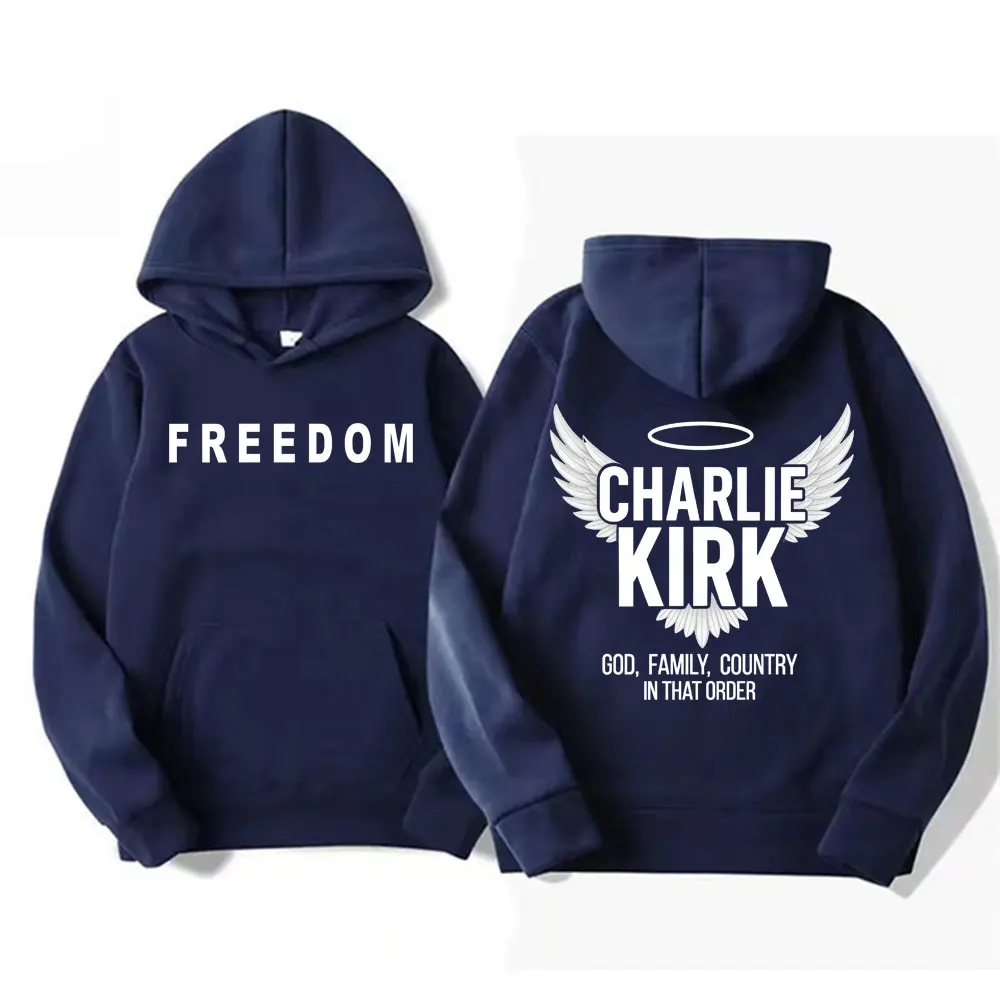 الرجال والنساء العدالة تشارلي كيرك 2025 الخريف والشتاء القطن المطبوع عالية الجودة هوديي موضة الاتجاه الدافئة هوديي غير رسمي Y2k