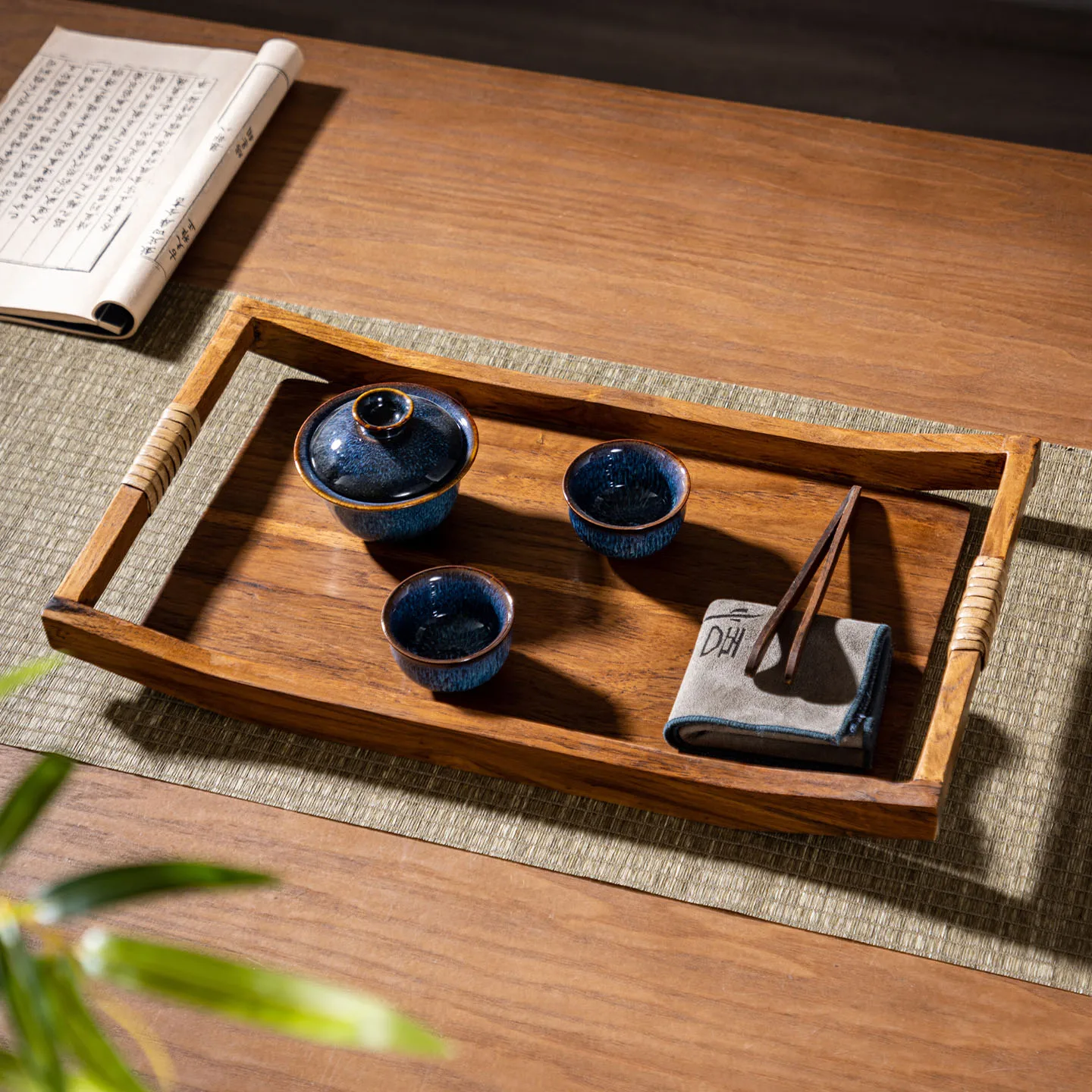 Thai solid wood tea tray, small tea table, rectangular tray, home dry-brewing table , Zen-style