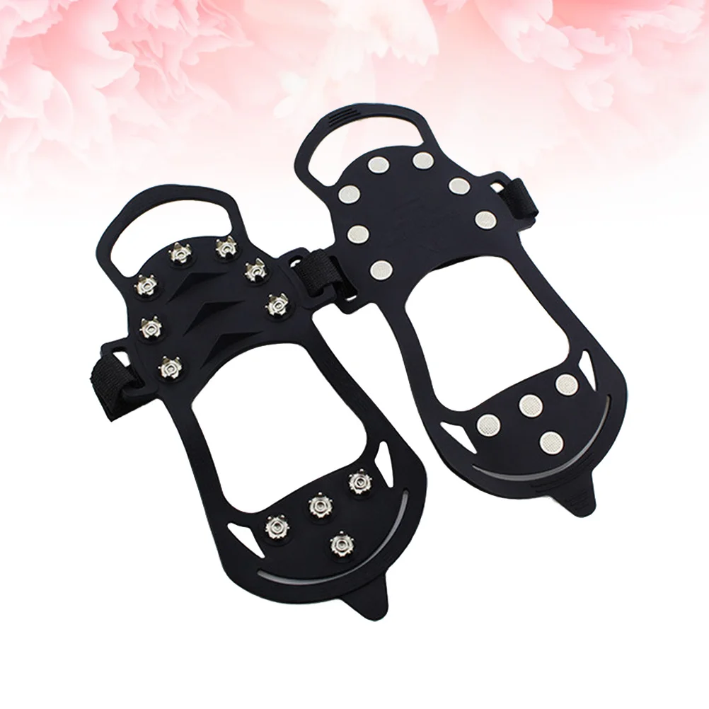 อุปกรณ์เสริมรองเท้าแบบมีปุ่ม 1 คู่ ทนทาน น้ำหนักเบา เพิ่มการยึดเกาะ เหมาะสำหรับเดินป่า ปีนเขา ตกปลาน้ำแข็ง ใช้งานง่าย ถอดออกง่าย สายรัดแน่นหนา ไซส์ S สีดำ