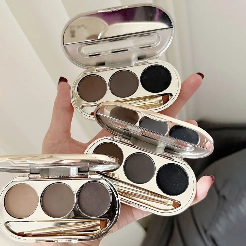 

Natural Eyebrow Powder with Brush Waterproof Long-lasting Eyebrow Dye Cream Tinted Makeup Sweat-proof Three-color Eye Brow Cream