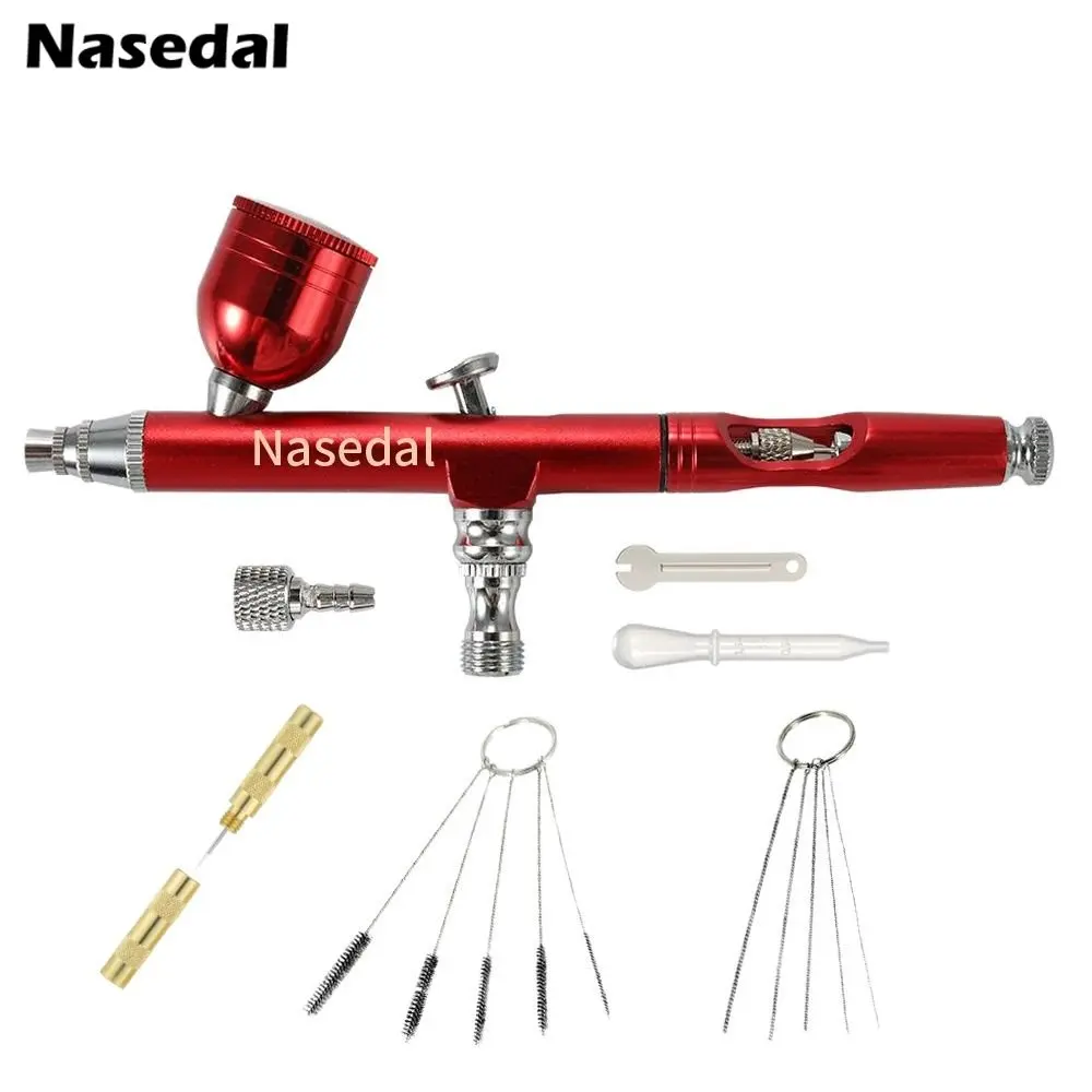 

Red/Gold Airbrush Dual Action Gravity Feed 0.3mm Nozzle Spray Gun Cake Decorating Brushes For Nail Manicure With Wrench Straw