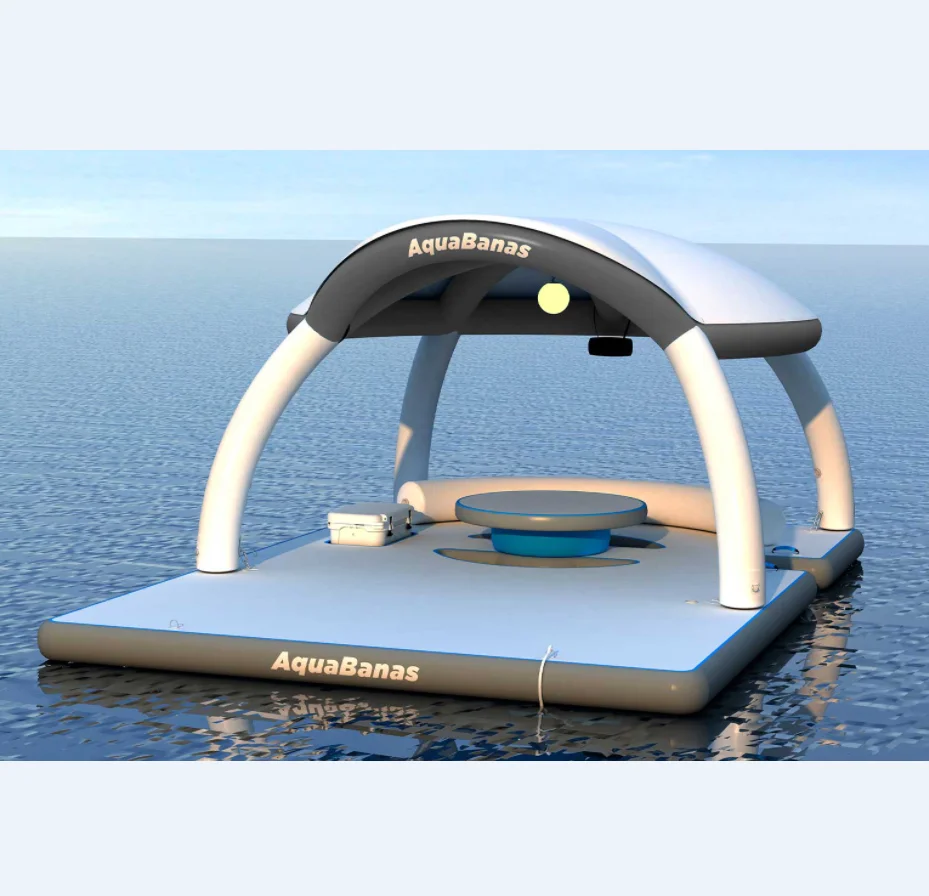 Inflatable Swim Island Raft Yacht Dock & Party Tent Water Floating Platform