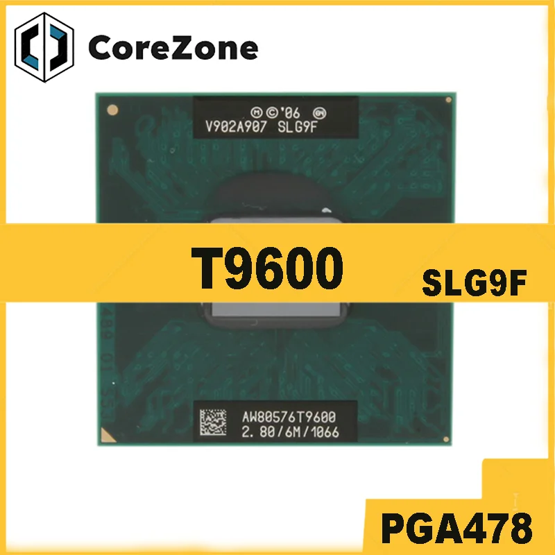 Processador Core 2 Duo T9600 Notebook Móvel CPU SLG9F SLB47 Soquete PGA478
