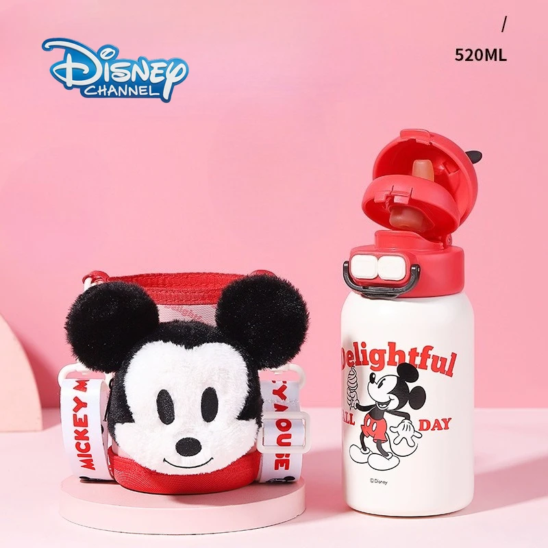 

Stitch Children's Thermos Disney Cartoon Mickey Trend Double Drink Pot with Cup Cover with Doll Student Portable
