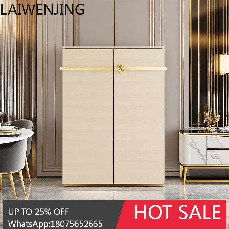 HLZ Italian Style Light Luxury Solid Wood Sideboard Cabinet Villa Home Glass Storage Cabinet High-End  Wall-Mounted Side Cabinet