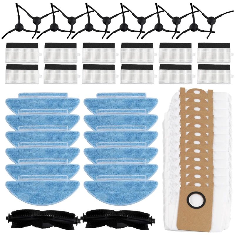 

B01C-For Ilife T10s / Aonus I8 Robot Vacuum Replacement Main Roller Side Brush Hepa Filter Mop Cloth Dust Bag Accessories