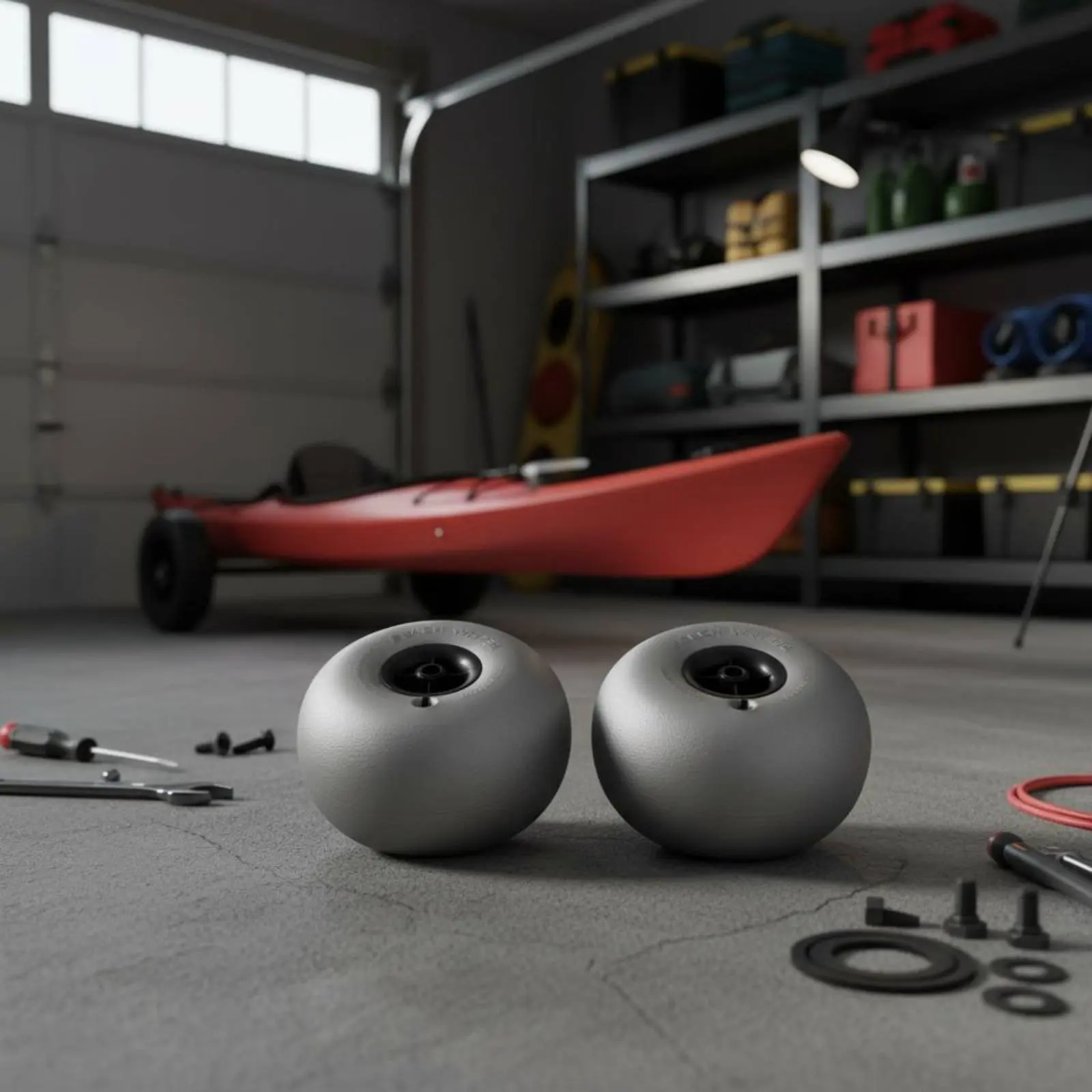 2 Pieces Inflatable PU Tire Wear-Resistant Kayak Trolley Wheel Inflatable Sand Tire Long-Lasting Balloon Beach Wheel Sturdy Duty