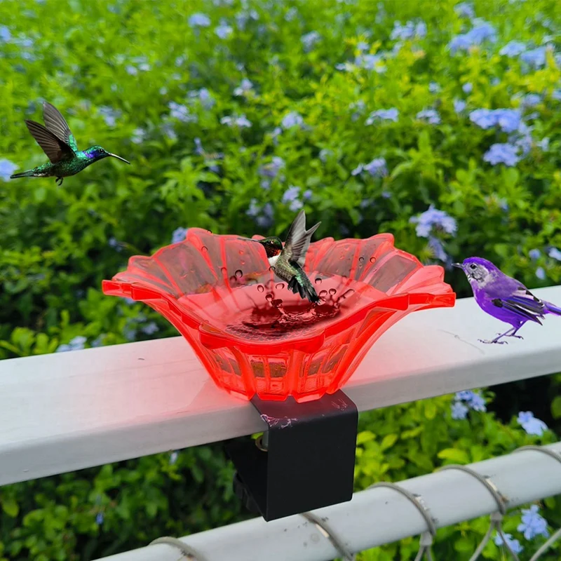 Balcony Bird Bath Railing Bird Feeder Birdbath Bowl Fence Bird Bath With Heavy Duty Adjustable Base Deck Rail