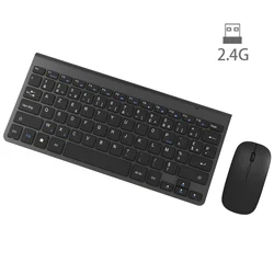 French AZERTY Wireless Keyboard and Mouse Combo Compact Small Keyboard Mouse Set with 2.4G USB Receiver for Laptop Computer PC
