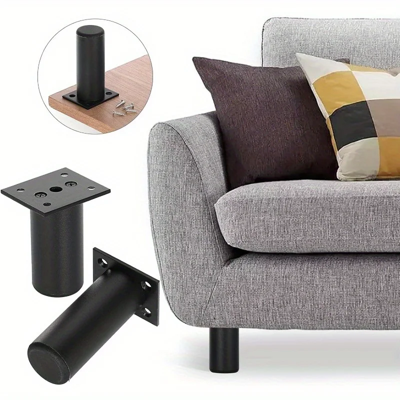 4 adjustable aluminum furniture legs – round metal sofa and cabinet feet, suitable for tables, desks, chairs, sofa beds. with sc