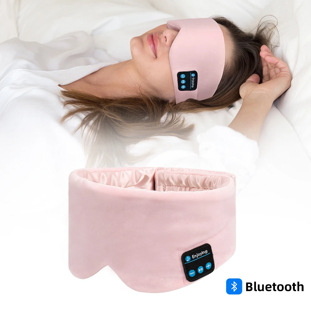 24 News Sleep Mask Bluetooth Soft Sleep Headphones For Women Comfortable Earphones Wireless Eyemask Side Sleepers Eye Mask Pink