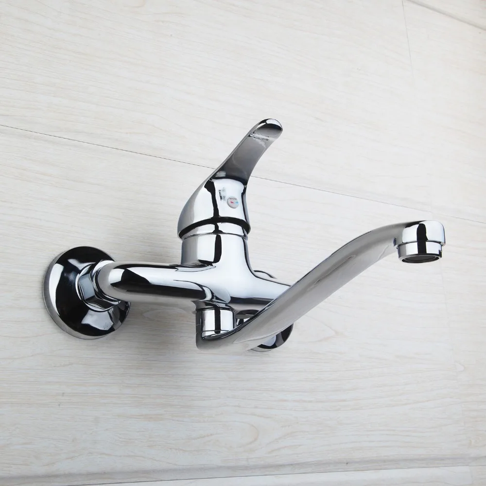 KEMAIDI Bathtub Basin Faucet Hot&Cold Water Mixer Tap Single Handle Wash Chrome Finish Bathroom Mixer Taps Wall Mounted images - 6