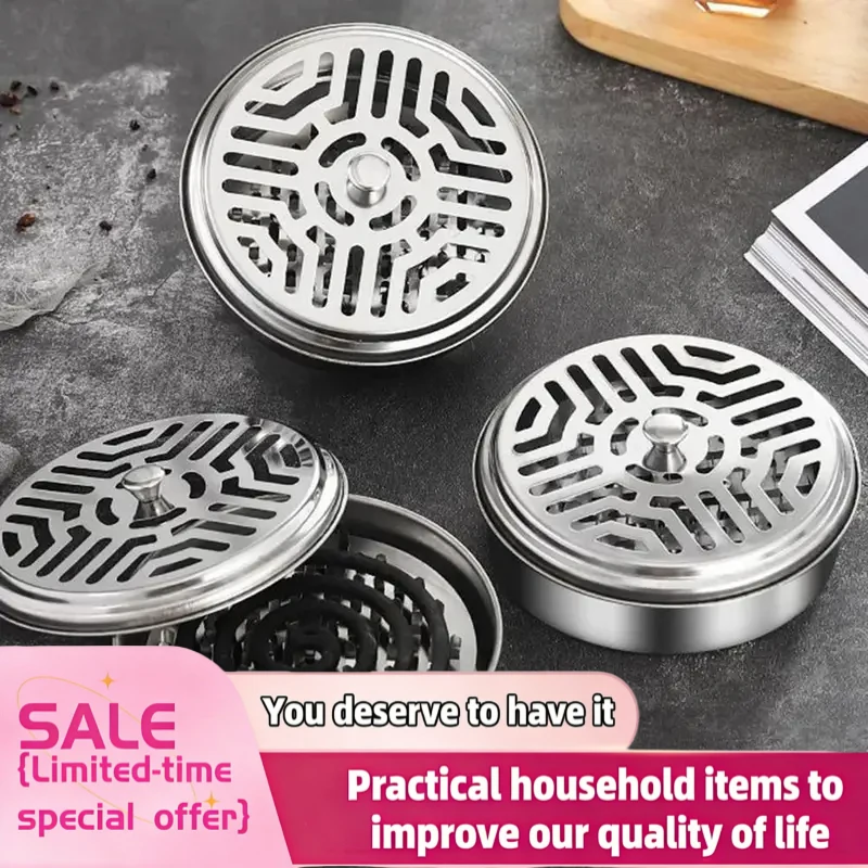Household Mosquito Coil Holder with Cover Nail Tooth Design Mosquito Coil Box Tray Ash Tray for Pest Control