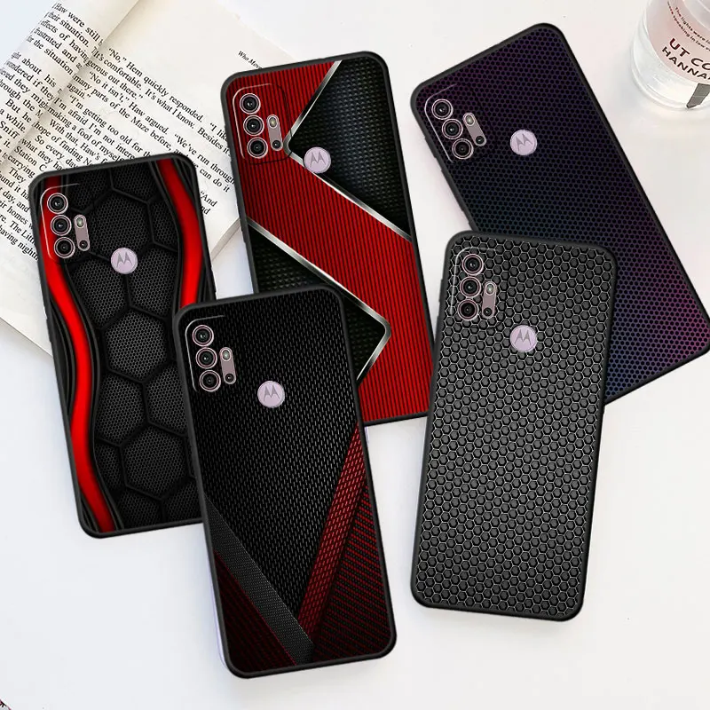 Carbon Fiber Pictures Case for Motorola Moto G30 G60 G50 G22 G9 G8 Power Lite G200 One Fusion Plus Edge 20 30 Black Cover Funda