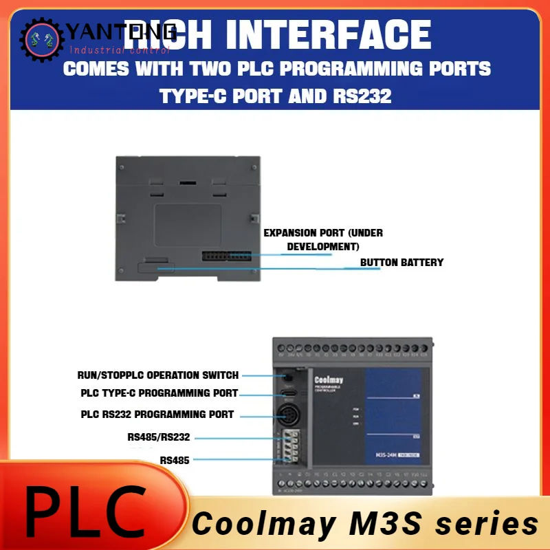 Coolmay PLC M3S Series Programmable Logic Controller Economical Type Compatible With Mitsubishi FX1S Programming Software Works2