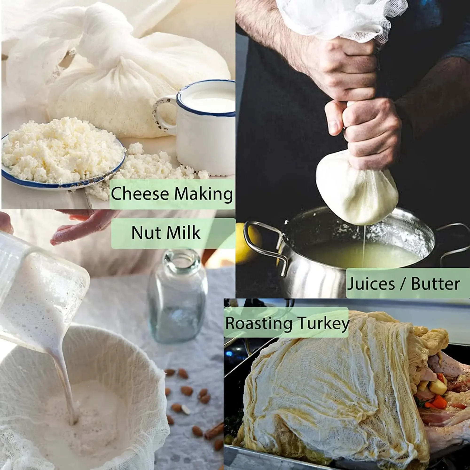 20/1Pcs Reusable Cheese Cloth Soybean Nut Milk Vegetable Stuffing Yogurt Coffee Strainer Bags Household Kitchen Pastry Tools