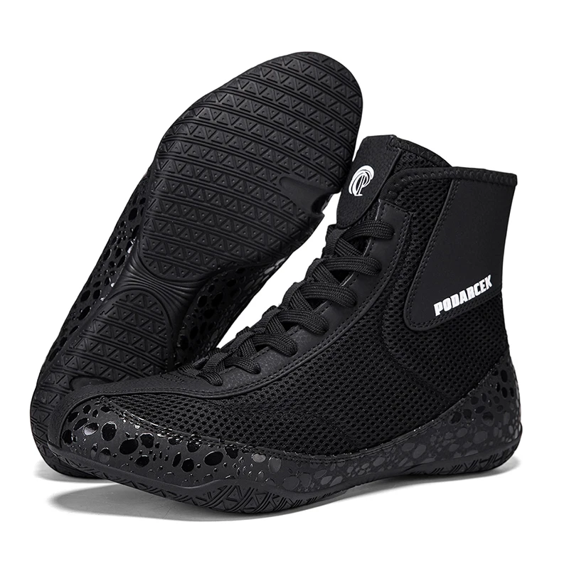 

Men's Lightweight Boxing Wrestling Shoes Large Size Black Great for Sports Training in Gym Professional Sneakers