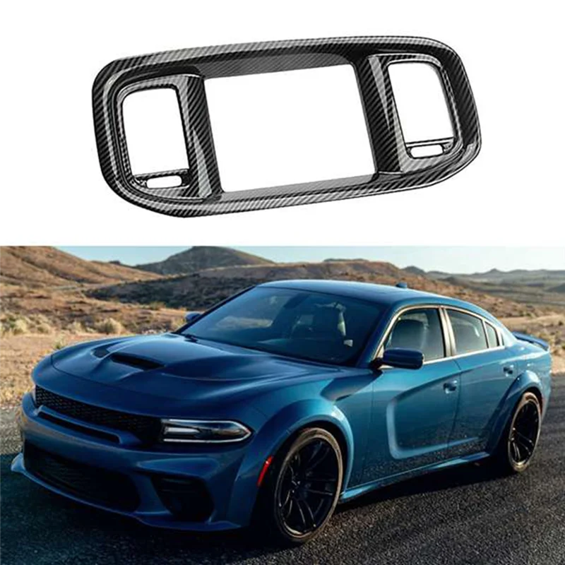 Car Carbon Fiber Center Console Dashboard Navigation Air Conditioner Outlet Cover Trim Panel for Dodge Charger 2015-2020