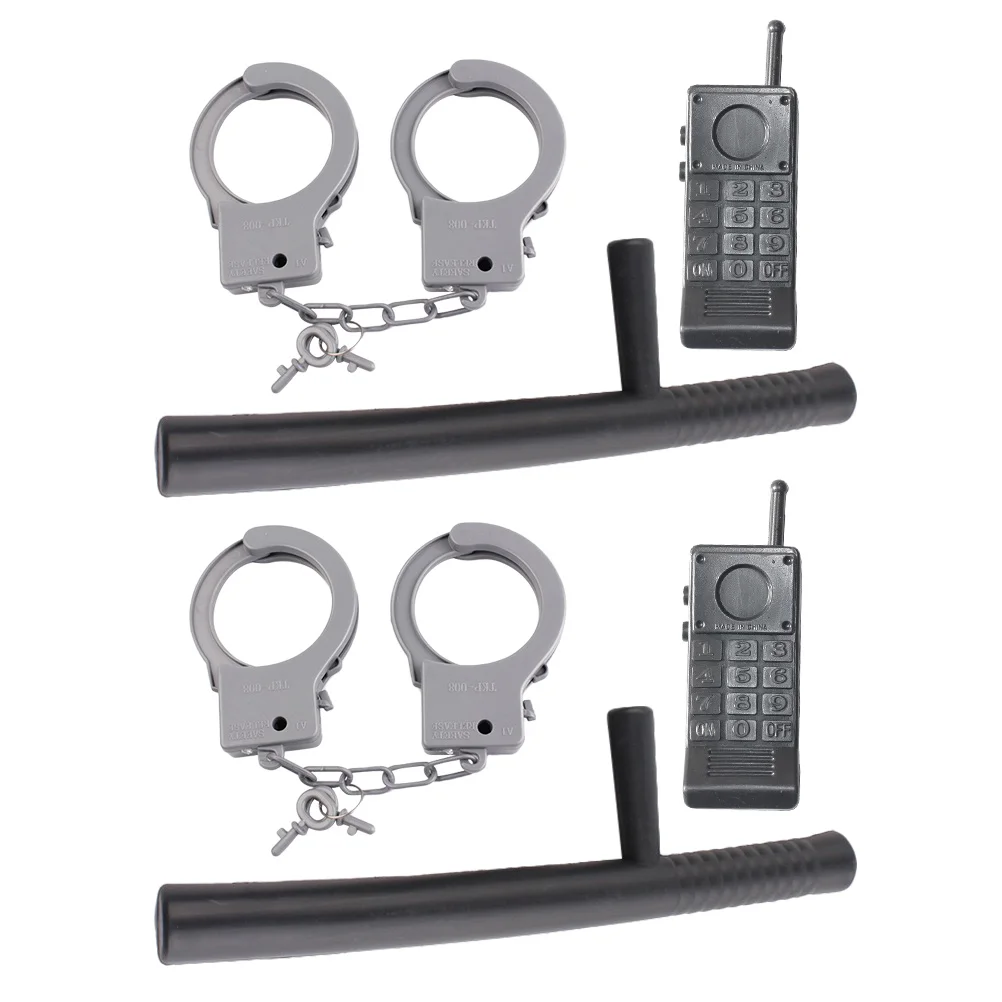 2 conjuntos de adereços de halloween cosplay traje festa papel brinquedos para crianças kit policial trajes spontoon