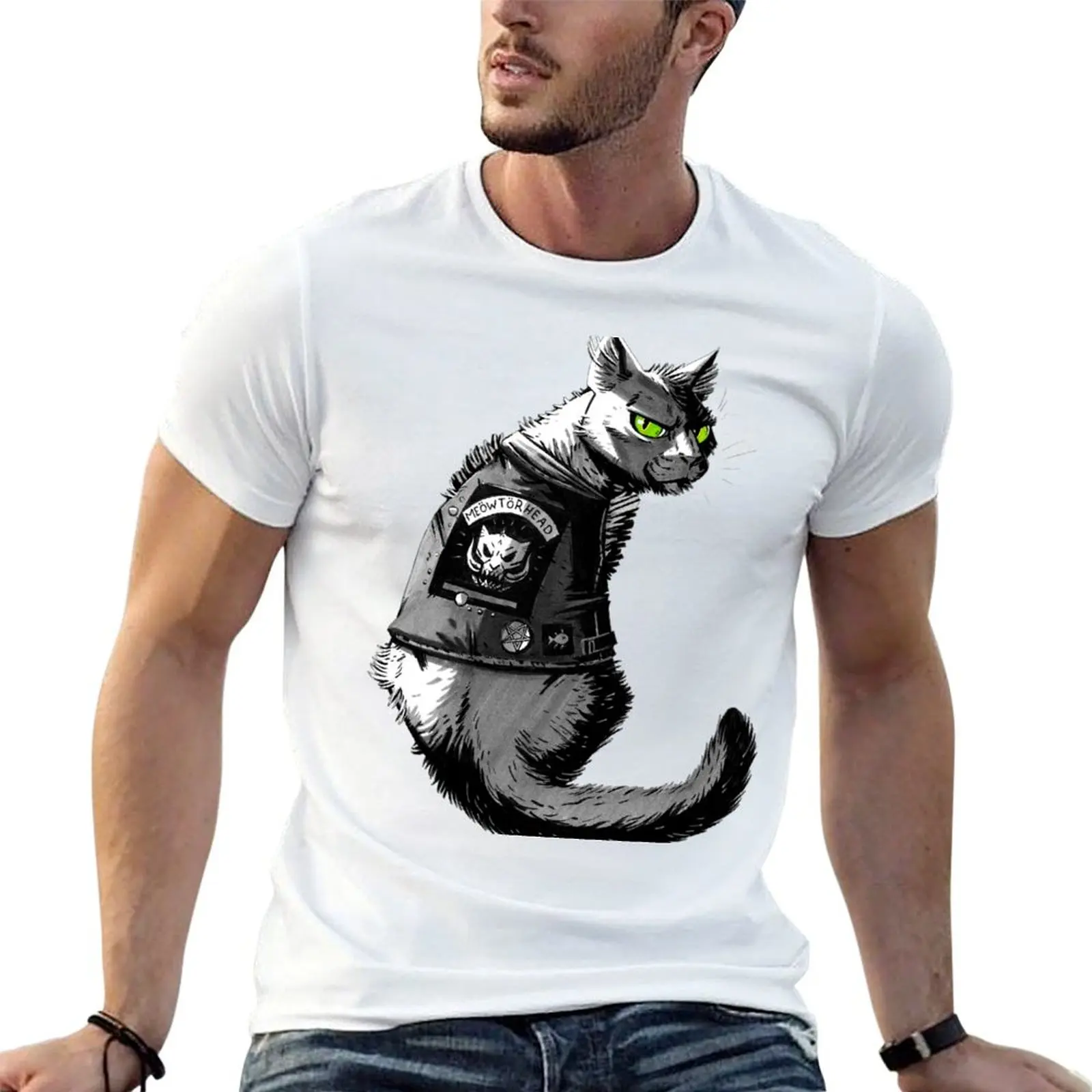 Speed Metal Kitty T-shirt hippie clothes oversized summer tops t shirts for men cotton