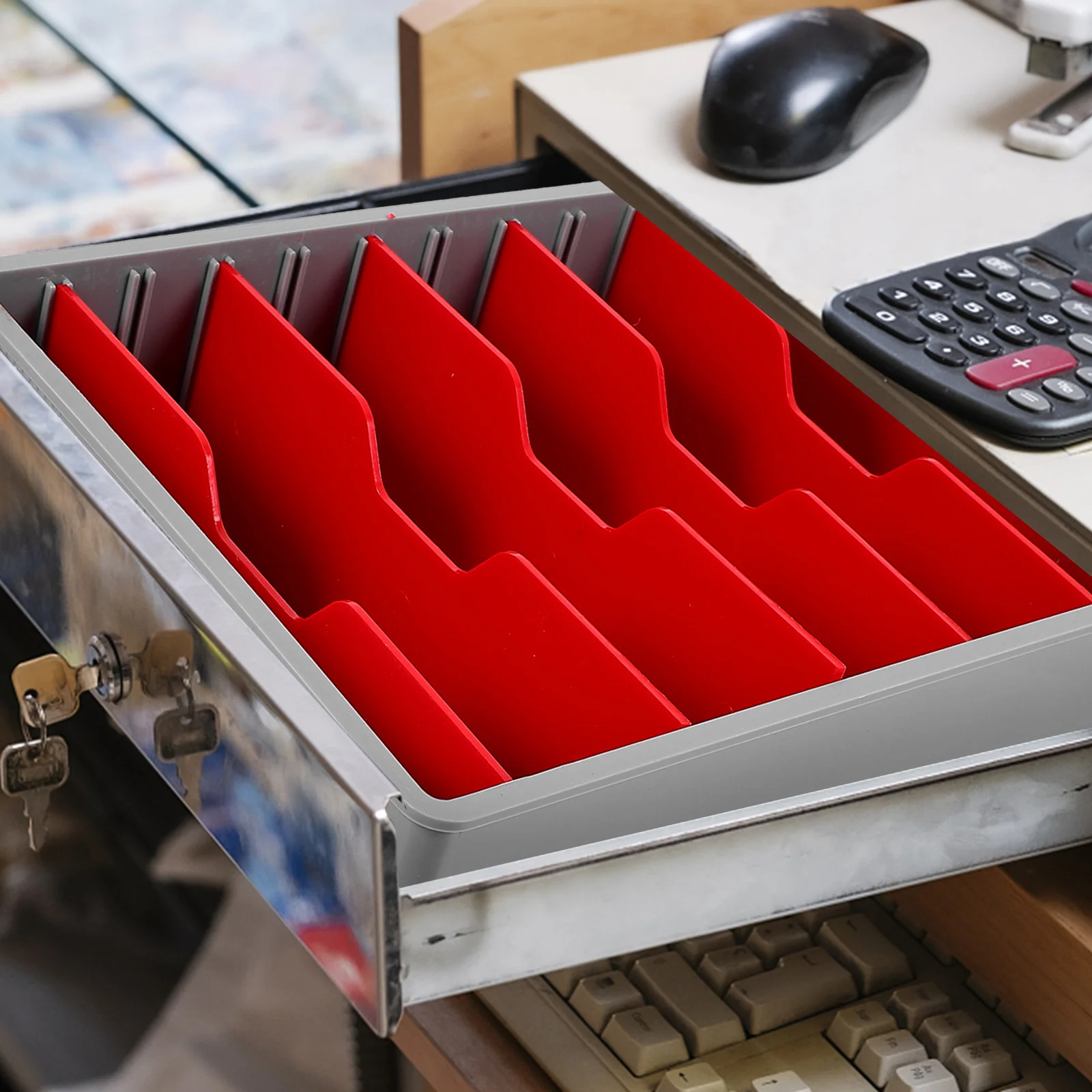 Five -grid Cashier Box Drawer Organizer Tray Register Insert For Stuffing Bank Teller Storage Box Separate Collection Boxes