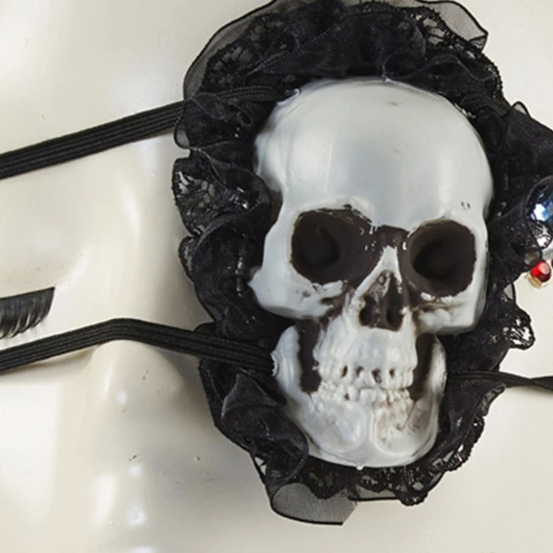 Gothic Eyepatch Punk Skull Eye Mask Lace Trim Eye-Patch Pirate Eyepatch Vintage Eye Mask Halloween Cosplay Accessories