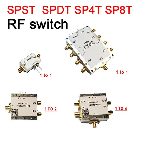 DC 6Ghz SPST SPDT SP4T SP8T RF 스위치, 433M 868M 900M 915M 1.5G 2.4G 통신 시스템용 1 대 1, 2, 4/8