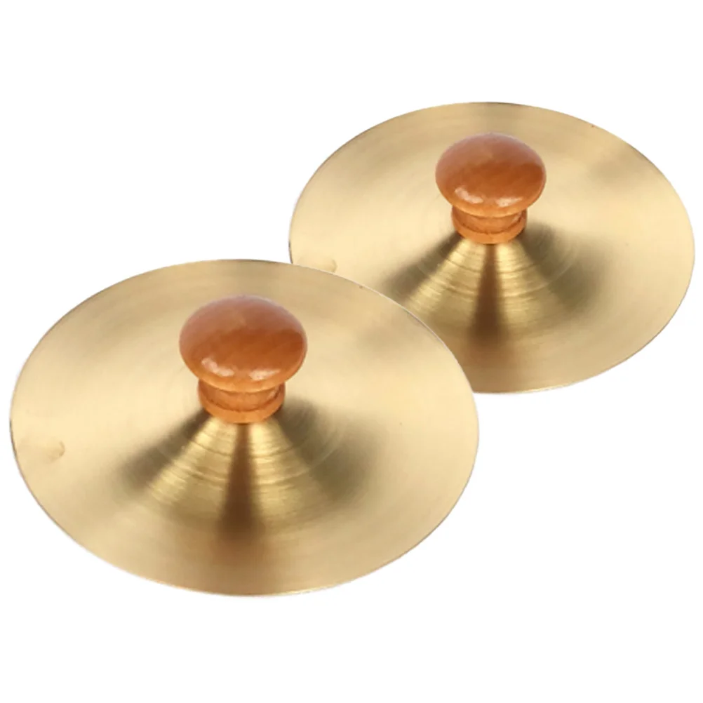 2 قطعة الصنج اليد النحاس خشبية إصبع الصنج أداة قرع صغيرة للرقص الشرقي راقصة الدراما تعليم الموسيقى