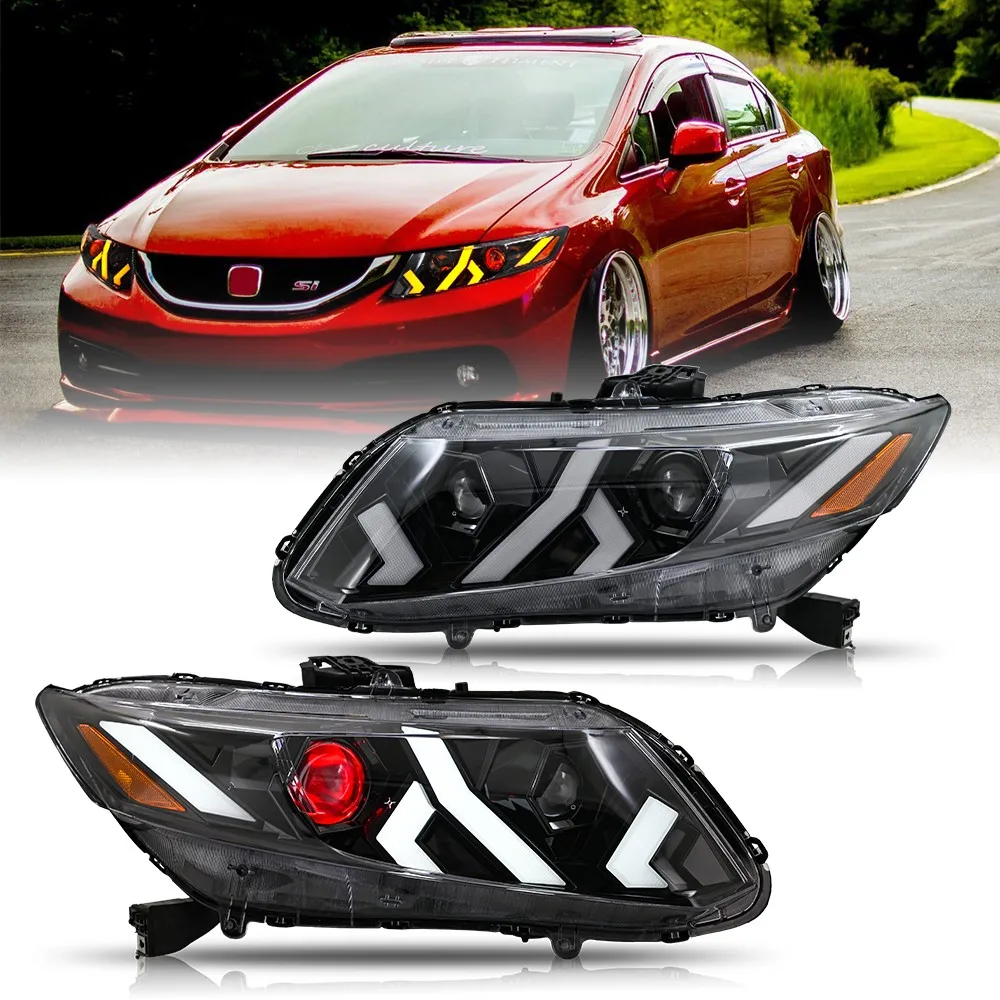 

1 пара светодиодных фар проектора для Honda Civic 2012-2015 2/4дверных фар в сборе, указатель поворота, передние фары