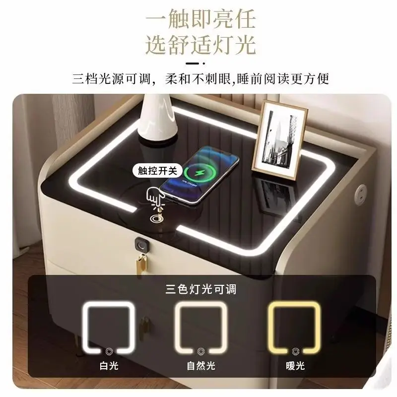 

Solid wood home modern light luxury bedside bedroom multi-functional whole cabinet Suitable for indoor use Hard decoration