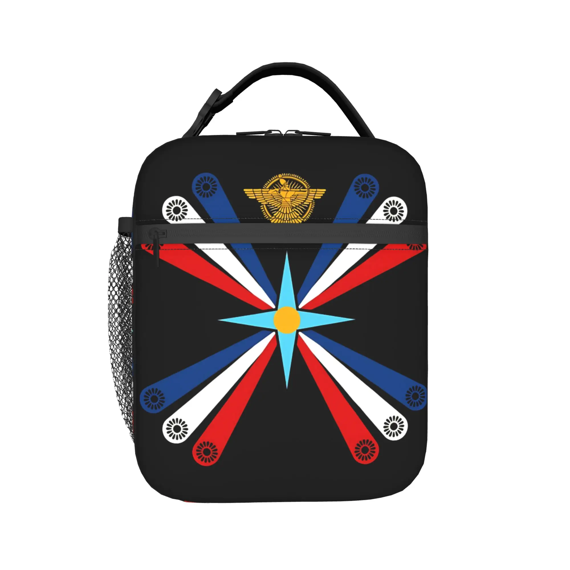 Assyrian Flag Suryoyo Logo Lunch Bag School Portable Insulated Thermal Tote Handbags For Child  Waterproof Print Cooler Bag