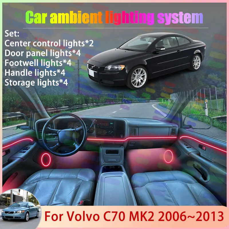 

Для Volvo C70 MK2 2006 ~ 2013 2007 2008 2009 2010 2/18 в 1 автомобильная атмосферная лампа RGB абажур ансамбль стример атмосферный набор
