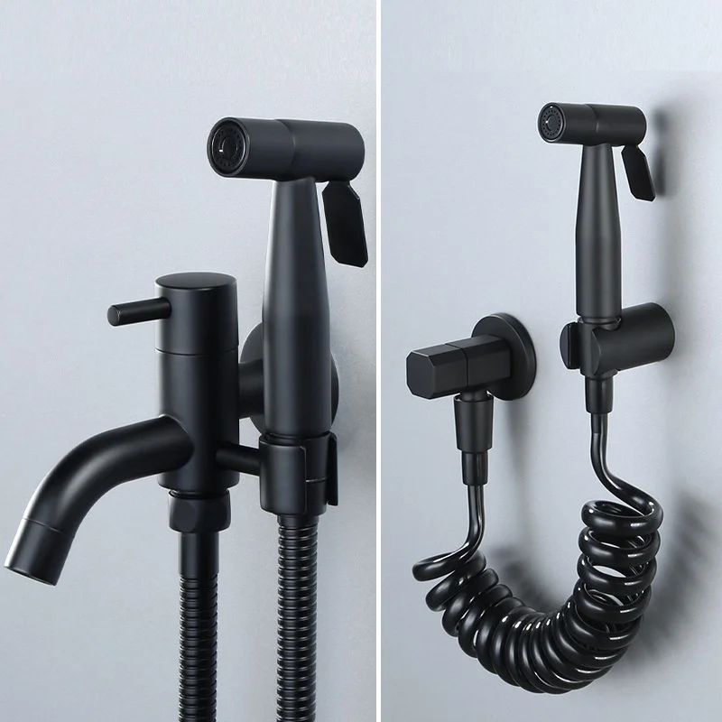 

Black Toilet Bidet Faucet Hot and Cold Black Toilet Sprayer Kit Stainless Steel Hand-Held Black Toilet Faucet Sprayer Shower Hea