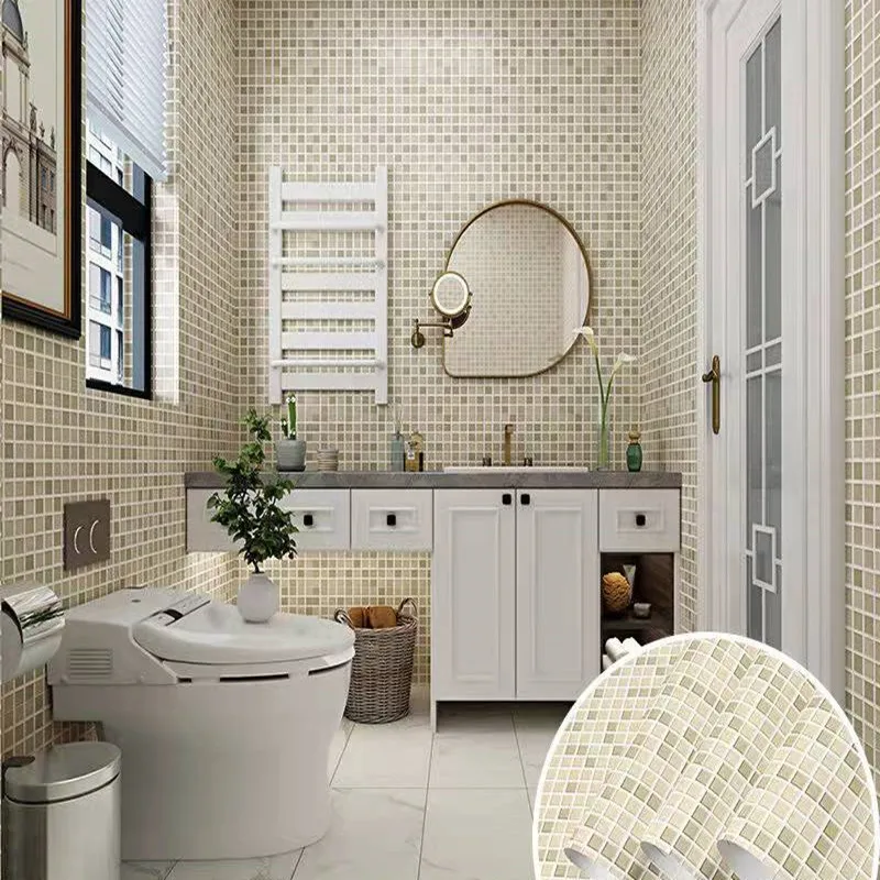 

Mosaic Self Adhesive Tile Wallpaper Waterproof PVC Stickers for Kitchen Bathroom Furniture Renovation Room Decor Peel and Stick